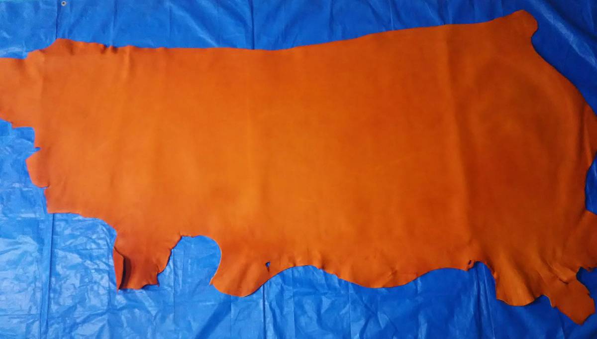 革 半裁 野球グローブレザー 牛革 オレンジ系統 ③