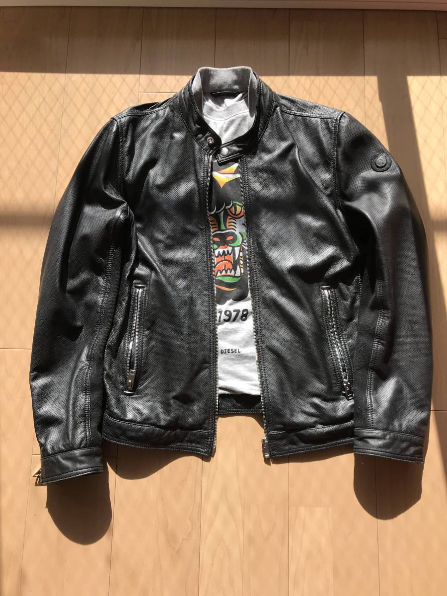 DIESEL パンチングレザージャケット ブルゾン Lサイズ ブランド