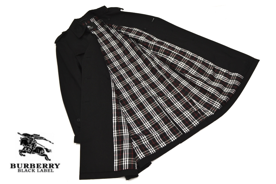 バーバリーブラックレーベル トレンチコート 裏地チェック柄 L BURBERRY BLACK LABEL バーバリーブラックレーベル 英国調 裏地