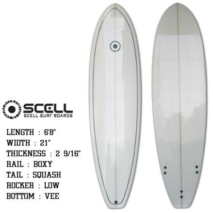 ファンボード 6'8 《SCELL》サーフボード 白○サーフィン ボード