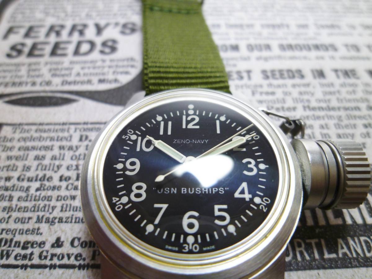 売切 ZENO 手巻 ダイバー USN BUSHIPS (25 手巻き USN BUSHIPS ゼノ 