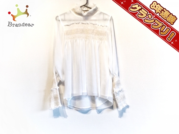 全国無料，正規品 シーバイクロエ SEE BY CHLOE トップス 長袖カットソー サイズ34 S 白&times;ベージュ レディース ハイネック/ギャザー/フリル/シースルー(トップス)｜売買されたオークション情報、yahooの商品情報 トップス
