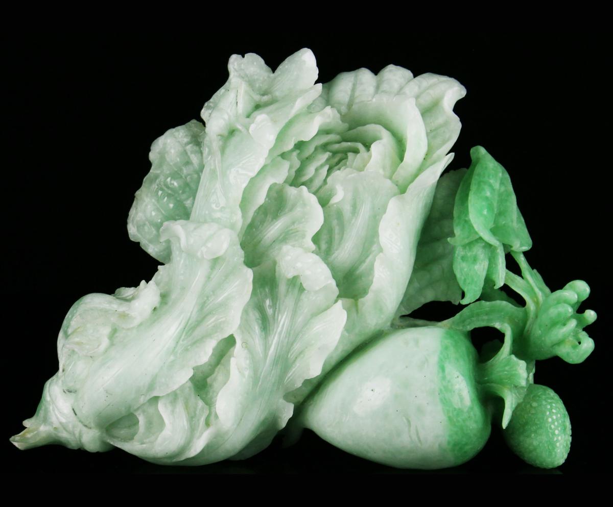 稀少品）白菜（百財）天然本黄翡翠 ー翡翠彫刻品