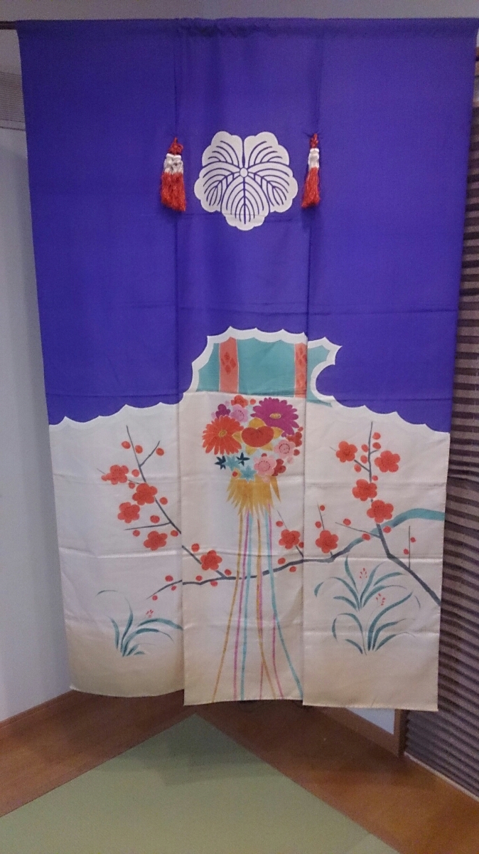 花嫁のれん 3幅 婚礼 正絹 レトロ 和装小物 中古品 花嫁 :: 花嫁暖簾 002