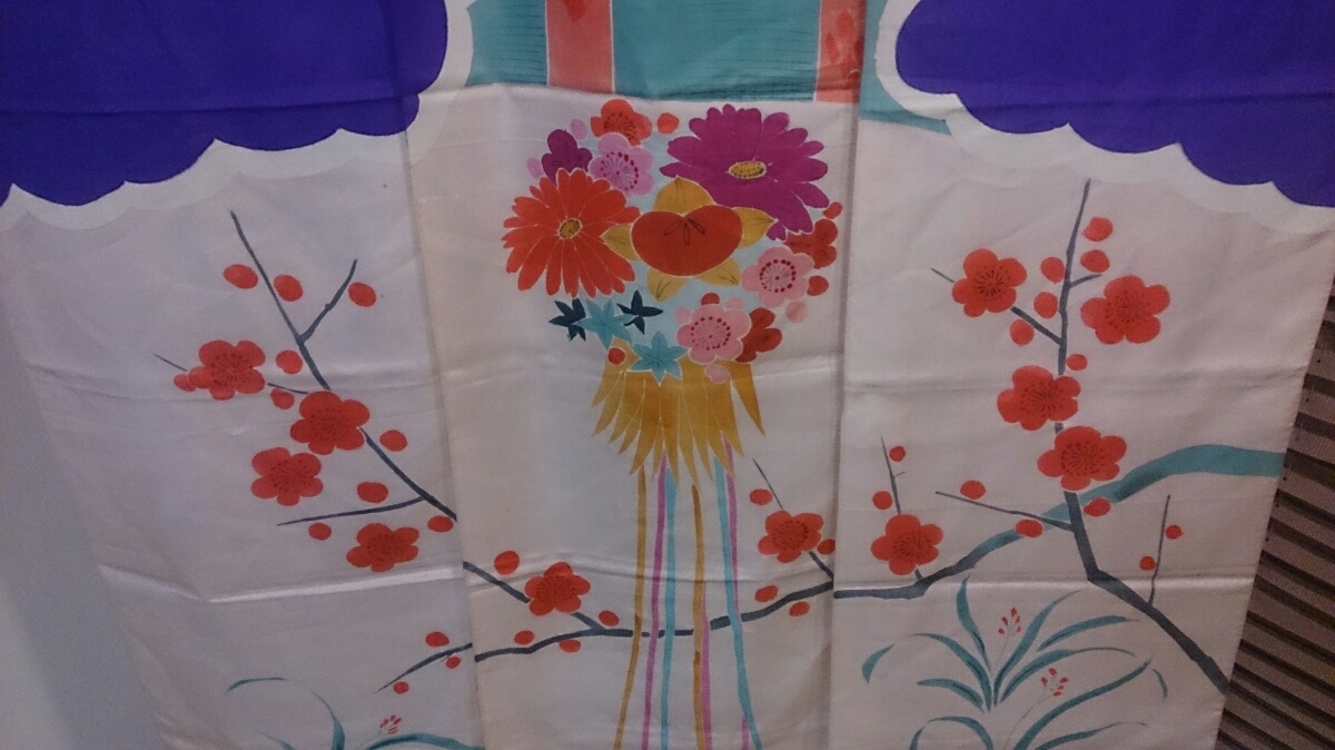 花嫁のれん 3幅 婚礼 正絹 レトロ 和装小物 中古品 花嫁 :: 花嫁暖簾 002