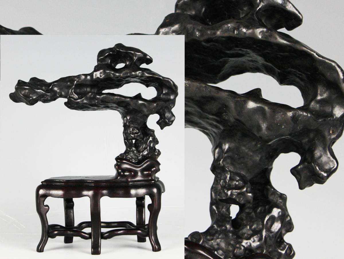 銀索」 天然石 鑑賞石 飾り石 中国美術 置物 太湖石 灵璧石 インテリア