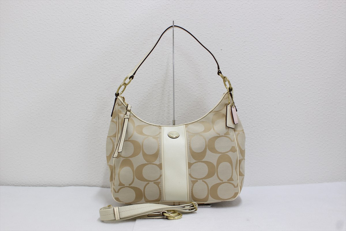 ▽ 美品 COACH コーチ F21873 シグネチャー ショルダーバッグ 2WAY 