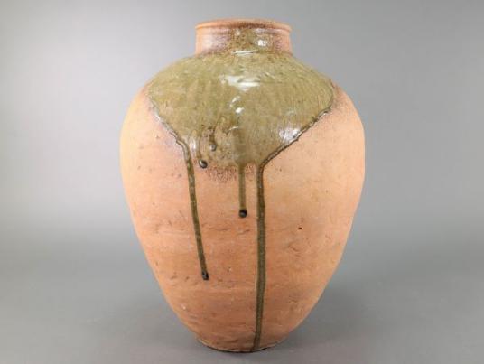 AB045. 古陶磁 緑釉 壷 高さ43.5cm / 時代古美術陶器陶芸華