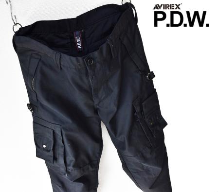 【P.D.W AVIREX】 カーゴパンツ 黒 ブラック Lサイズ アヴィレックス アビレックス