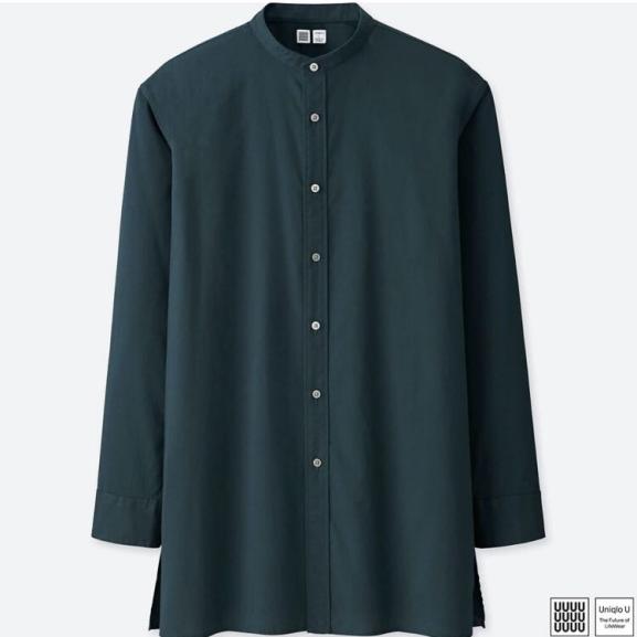 新作 Uniqlo U スタンドカラーシャツ Mサイズ BLUE ブルー ネイビー