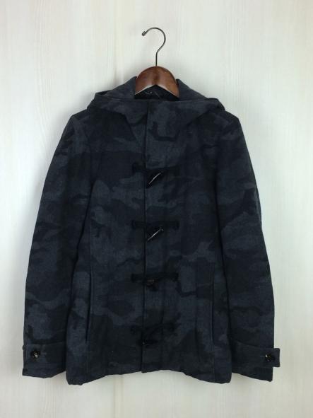 AKM◆ダッフルコート/M/ウール/GRY/カモフラ/C029/ショートダッフル/タグ付