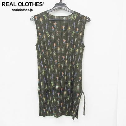 ☆PLEATS PLEASE ISSEY MIYAKE/プリーツプリーズ ノースリーブ Vネックカットソー PP81-JK732/3 /UP6