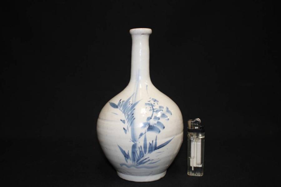 ◇古伊万里 染付草花文 御神酒徳利 一輪挿し 花瓶 江戸時代前期〜中期