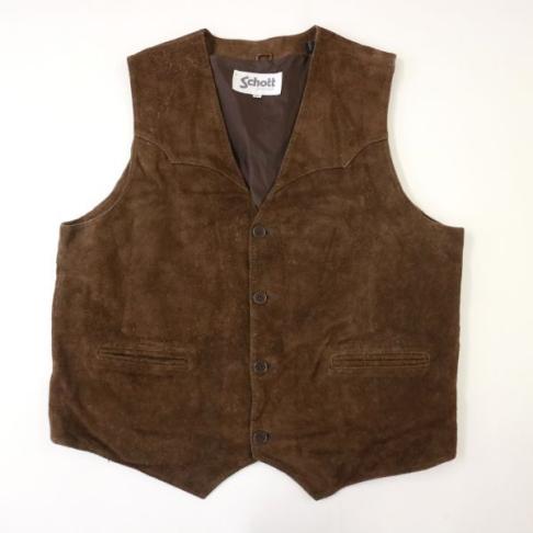 80s Schott ショット スエードベスト 茶系 (XL) 大きいサイズ D4890 