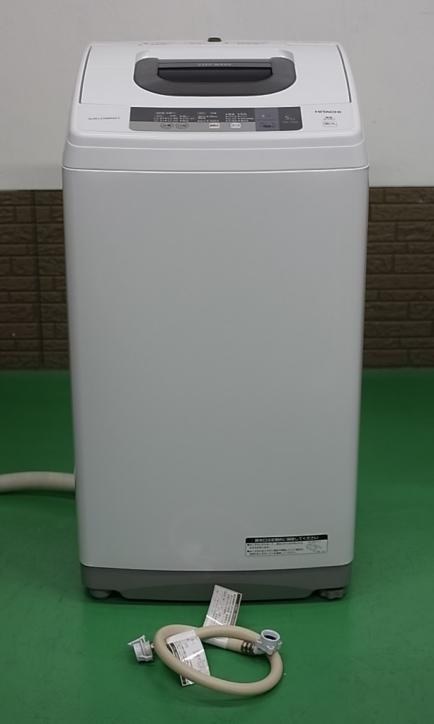 日立 全自動洗濯機 NW-5WR 5kg コンパクト 幅50cm ピュアホワイト 15年製 良好品