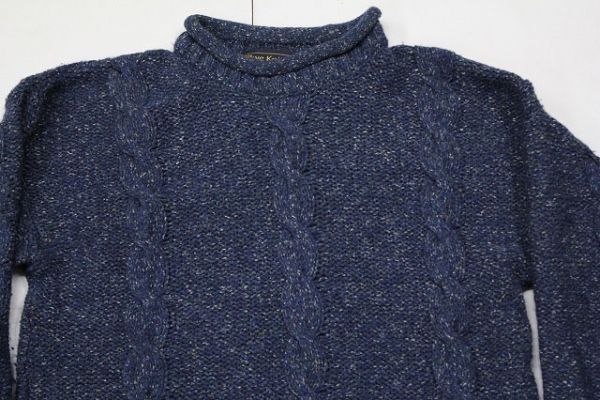 イギリス製Skye Knitwearネップ入りロールネックアランニットセーター