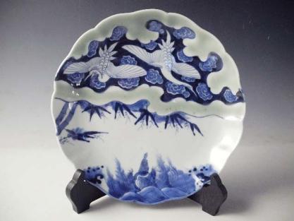  栄 古伊万里 染付 青磁 鶴 亀 輪花 七寸 飾皿 江戸期 6kw79(染付)｜売買されたオークション情報、yahooの商品情報をアーカイブ公開 - オークファン 伊万里、有田