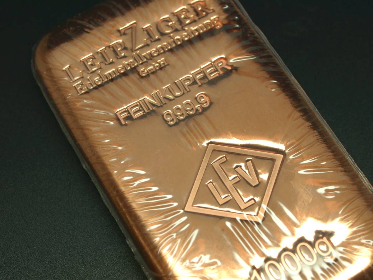 LEIPZIGER FEINKUPFER 999.9 1000g 純銅 インゴット 銅 1000g×3本