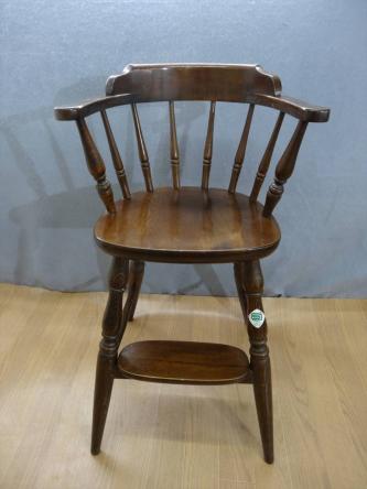 A23-4Q2207/ 飛騨産業 乳幼児用ハイチェア★キツツキマーク★木製 キッズチェア 子供椅子/レトロ ヨーロピアン