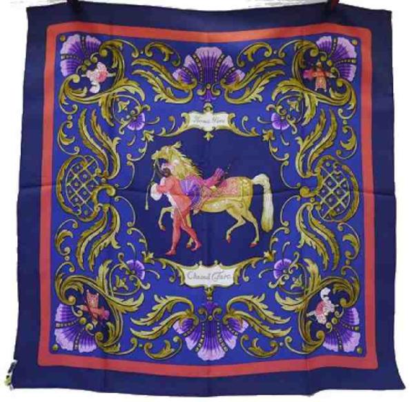 美品【エルメス】スカーフ カレ Cheval Turc. 大判 シルク