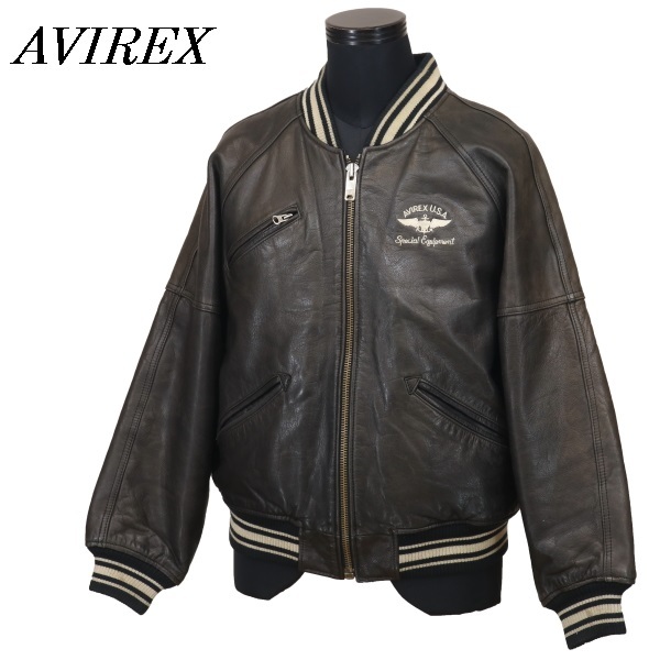 レア　AVIREX オールレザー バーシティジャケット レザースタジャン ☆アヴィレックス オールレザースタジャン AVIREX AVIREX - AVIREX