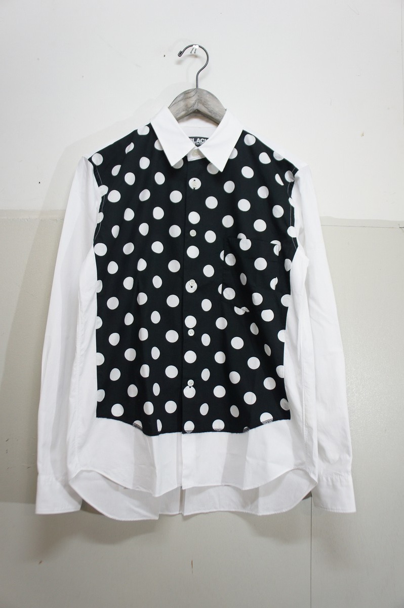 【激安大特価，セール】 正規 BLACK COMME des GARCONSブラック コムデ ギャルソン ドット パッチワーク 切り替え 長袖シャツ 1G-B221 コットン素材AD2013 白黒422I(Sサイズ以下)｜売買されたオークション情報、yahooの商品情報を 男性用