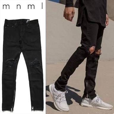 mnml デニム 黒 デストロイ ダメージデニム 30inch Fear Of God (W30 