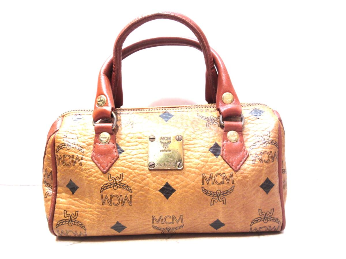 即決】エムシーエム ミニボストン [ランクB] MCM ブラウン 牛革 