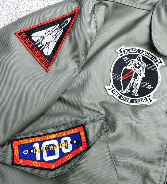 90s ALPHA VF-154仕様 ワッペン付き CWU-36/P フライトジャケット L F-14 空母インディペンデンス