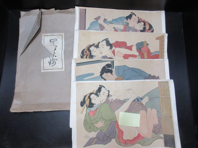 【お得，新品】 四季染錦 あぶな絵 枕絵 木版画 4枚 検 春画(木版画)｜売買されたオークション情報、yahooの商品情報をアーカイブ公開 - オークファン 木版画