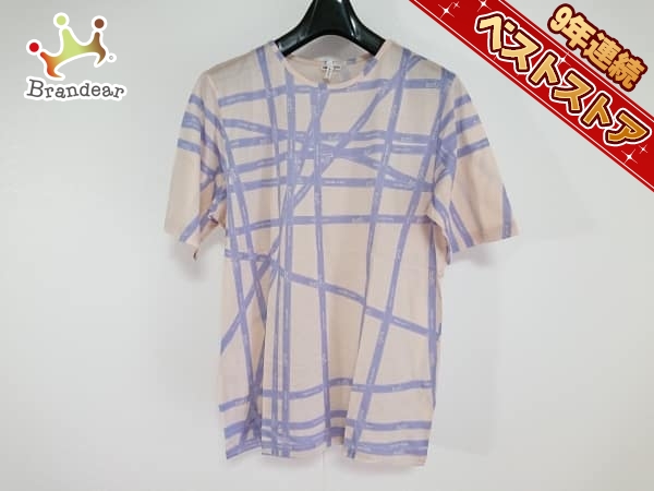 エルメス HERMES トップス 半袖Tシャツ サイズXL ベージュ×ブルー