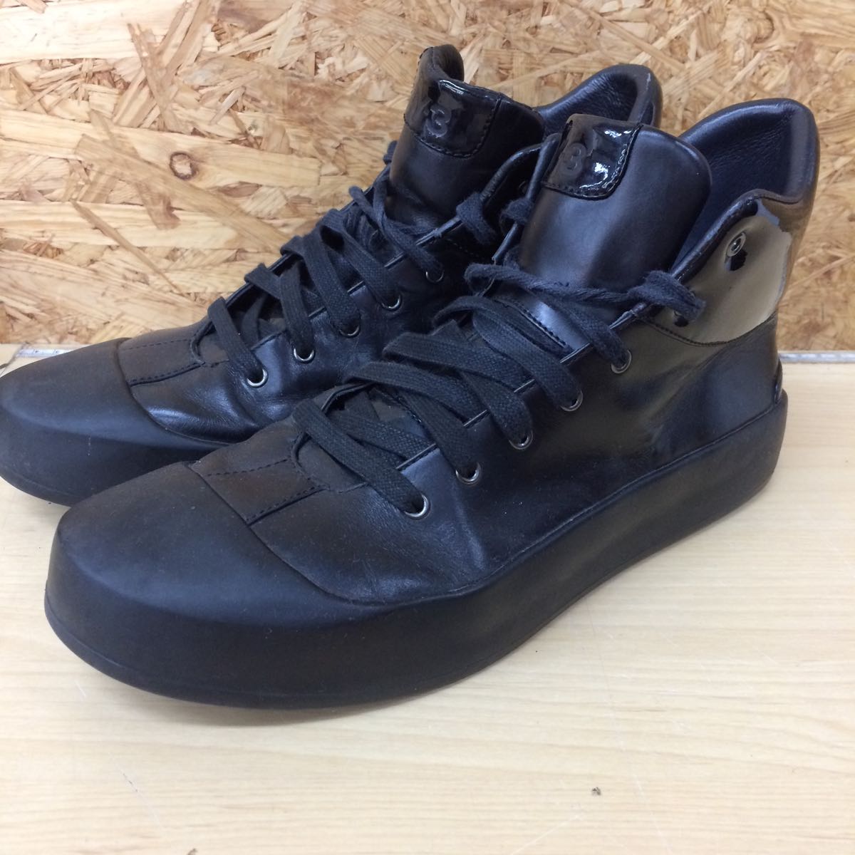 中古品 Y-3 adidas ワイスリー アディダス ミドルカットスニーカー UK7.5 ブラック