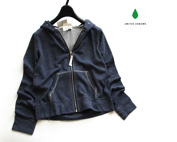 green label relaxing ユナイテッドアローズ★ラメ混コンパクトジップパーカーNA38★