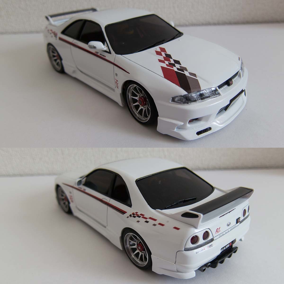 ミニッツ 自作電飾ボディ スカイラインGT-R（R33）エアロ付き