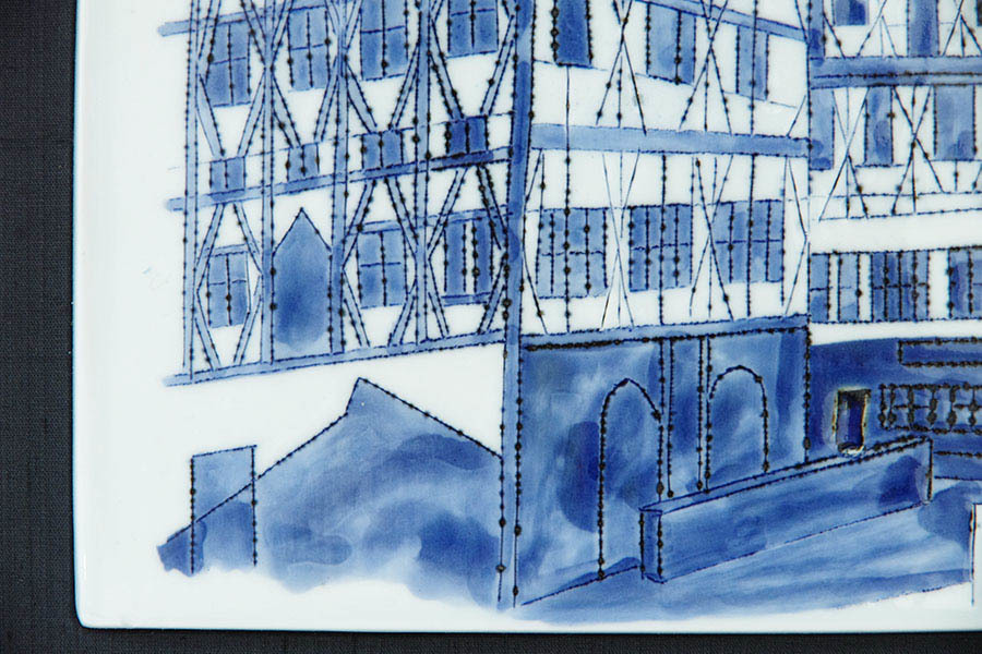 辻毅彦 辻毅彦 染錦陶額 陶板画 イタリア風景画 額装 飾額(絵画)｜売買 