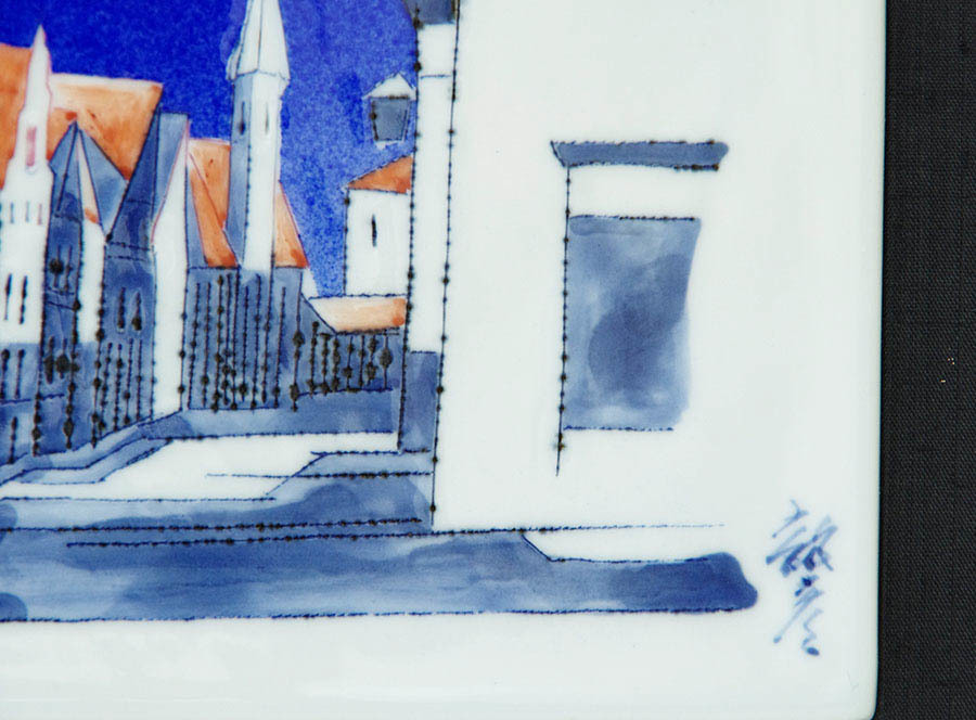 辻毅彦 辻毅彦 染錦陶額 陶板画 イタリア風景画 額装 飾額(絵画)｜売買 
