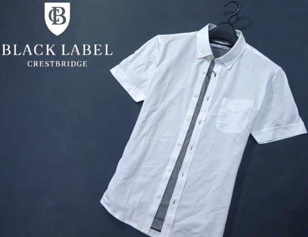 新品▼ BLACK LABEL クレストブリッジ▼ 内衿チェック 半袖 BD ストレッチシャツ2(M)WHT