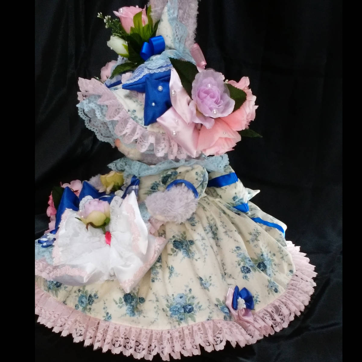 yumi♪ ステラ・ルー コスチューム　青薔薇ドレスとお花いっぱいボンネットのステラルー