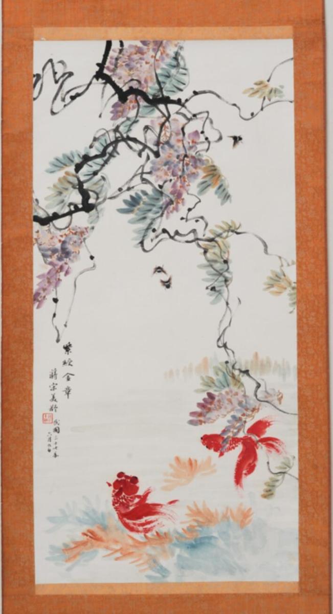 大得価，新作 中国美術 唐物 掛軸 掛け軸 名画 肉筆保証 紙本 紫綬
