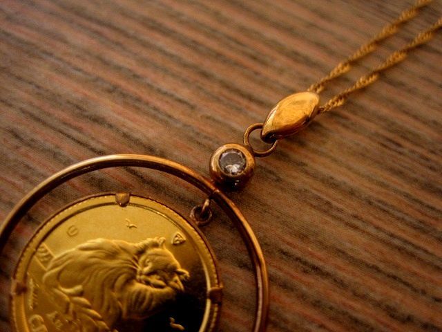 ★資産 K24 エリザベス マン島 キャットコイン 金貨 1995年 1/25oz 0.05ct 1Pダイヤモンド K18 18KT ネックレス イタリア製 総重量 2.8g