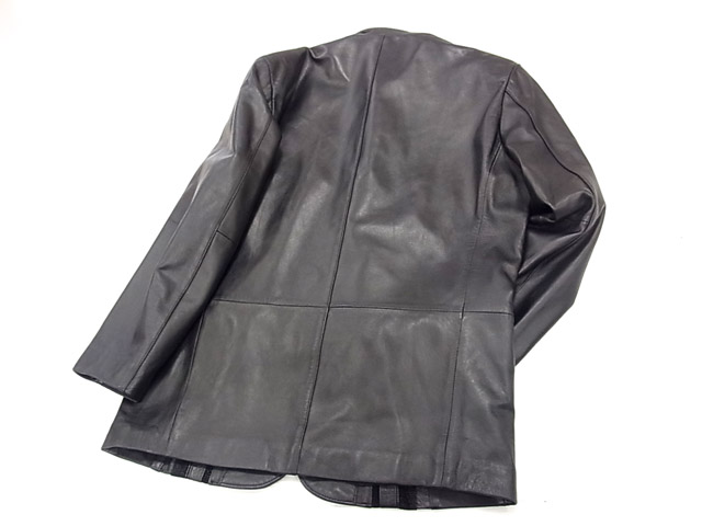 ○バルマン ラムレザージャケット レザーコート マオカラー 美ライン メンズ 羊革 BALMAIN 定価30万円以上 ブラック 黒色 100円スタート バルマン ラムレザー コートの通販 ロング丈 美品 BALMAIN