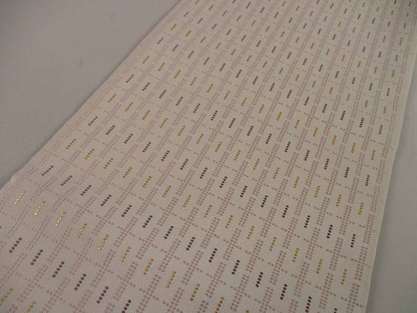 着物ふぁんた○御誂仕立　金銀糸箔　角文様　花織　最高級　逸品　美品　未使用　名古屋帯 m4041