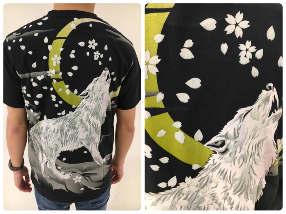 【赤字超特価，新品】 大きいサイズ 朧 おぼろ 狼 桜 三日月 Tシャツ 黒 XXL 3L 和柄 渋カジ 花鳥風月 からくり 東洋 好きに(柄もの)｜売買されたオークション情報、yahooの商品情報をアーカイブ公開 - オークファン XLサイズ以上
