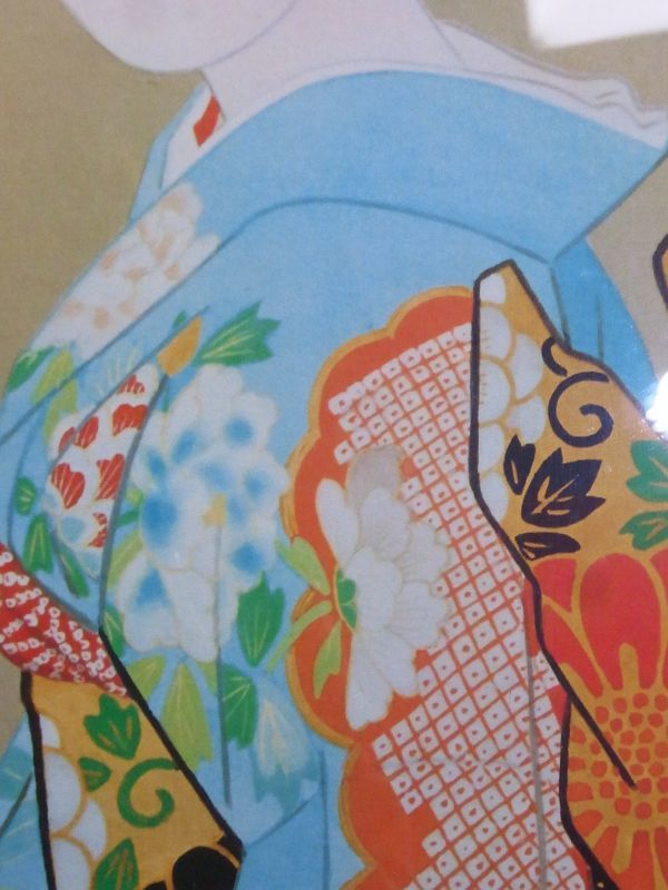 伊東深水 | 美人画 浮世絵 日本画 色紙絵 「麗人」 伊藤深水 H12 絵画