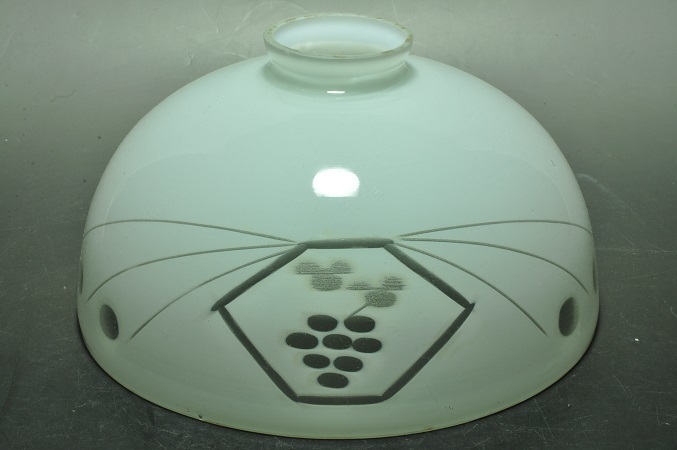 古い乳白内切子電笠 電傘 ペンダント照明 ガラス