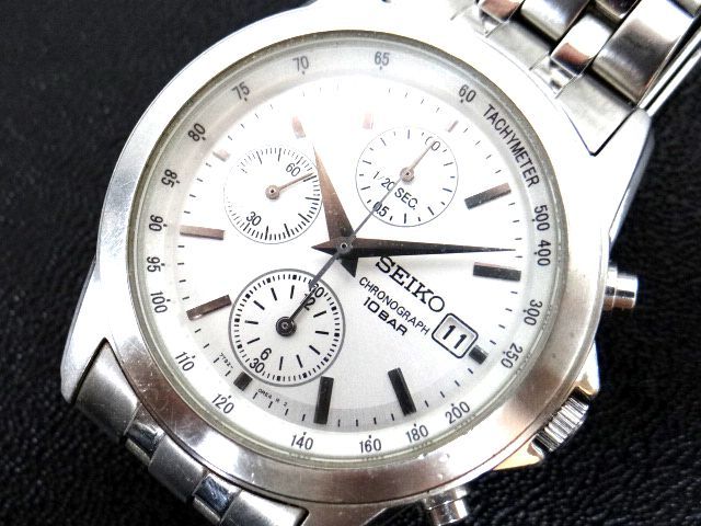 SEIKOセイコー メンズクォーツ クロノグラフ 7T92 0LH0 金＆白モデル