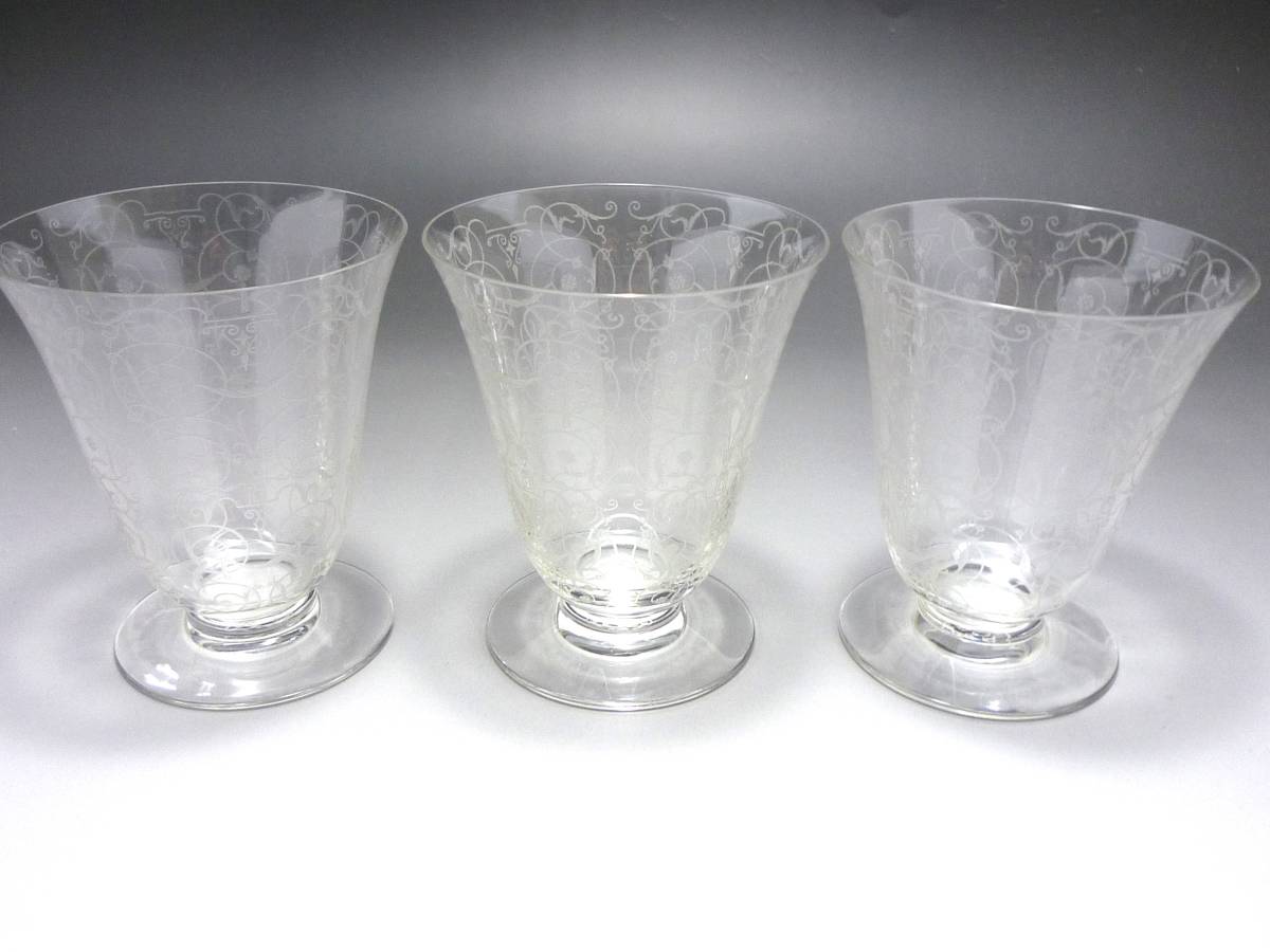 【1080さま専用】Baccrat ランコントル ワイングラス 3個セット BACCARAT バカラ グラヴュール装飾 ミケランジェロ 最大サイズグラス 3