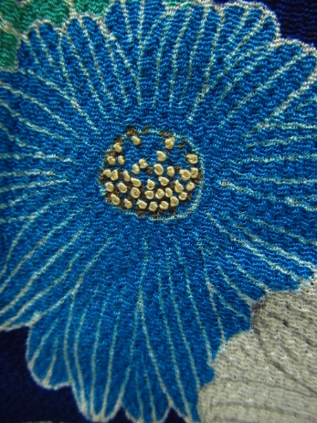 ★着物10★ 1円 絹 留袖 アンティーク 縮緬 五つ紋 笠松 菊 花 袷 身丈154cm 裄65cm [同梱可] ☆☆☆☆