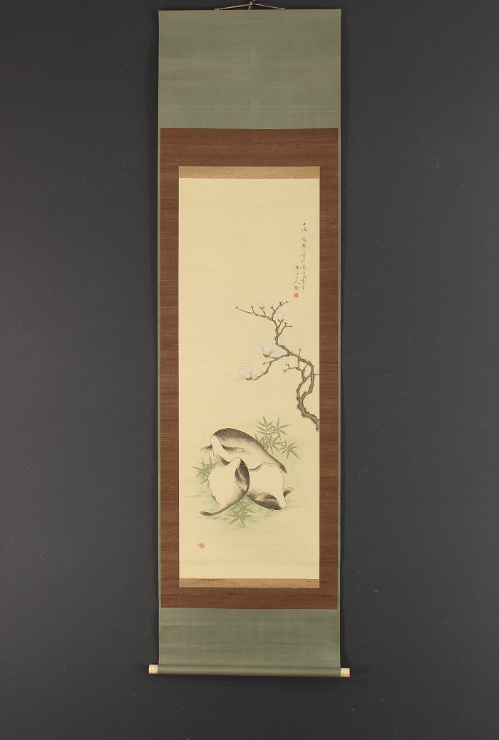 帆足杏雨 模写伝来e9064〈帆足杏雨〉双幅 山水図 文人画家 浦上春琴
