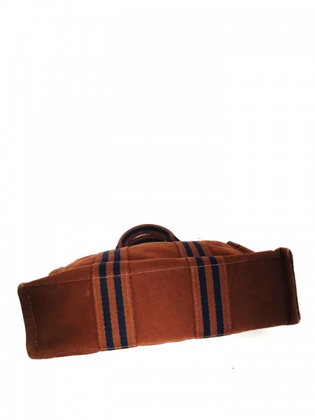 エルメス HERMES バッグ トートバッグ キャンバス ブラウン×ネイビー